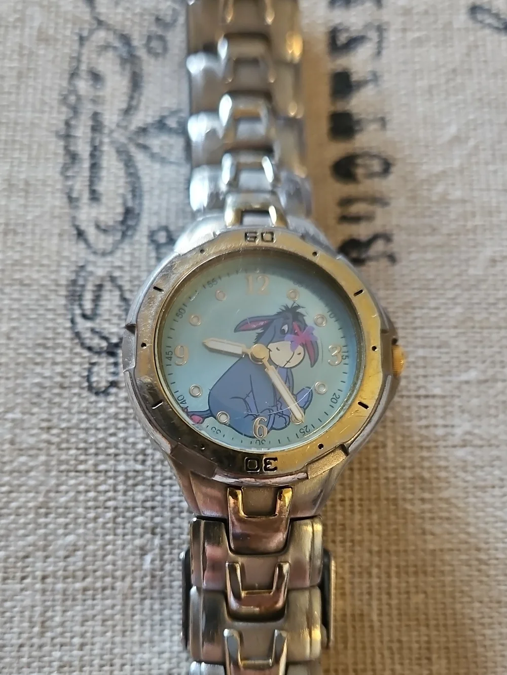 Disney Eeyore Character Stainless Steel Bracelet Watch - Light Blue Dial